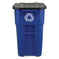 Rubbermaid 50 Gallon Roll Out Recycling Container-Blue - Image 2