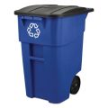 Rubbermaid 50 Gallon Roll Out Recycling Container-Blue - Image 3