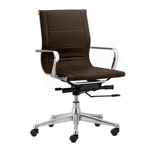 Florence Mid-Back Task Chair Brown with Metal Arms