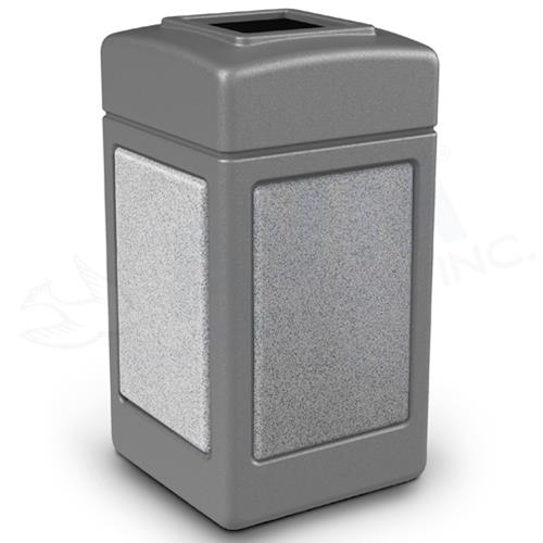 42-Gallon StoneTec® Waste Container Open Top - Gray w/ Ashtone