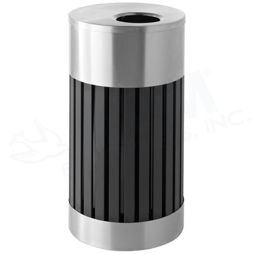 25-Gallon Riverview Waste Container - Black w/ Stainless Steel