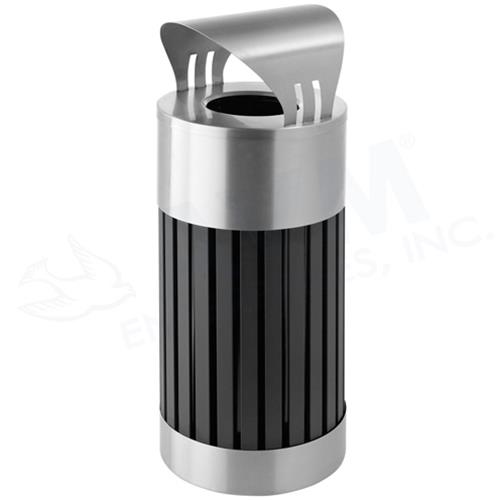 25-Gallon Riverview Canopy Waste Container - Black w/ Stainless Steel