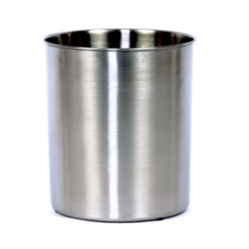 8 Qt. Round Wastebasket w/ Rim - Brushed Steel Room Collection