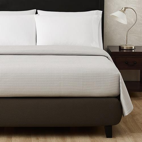 King Woven Waffle Weave Pucker Jacquard Top Sheet- Grey