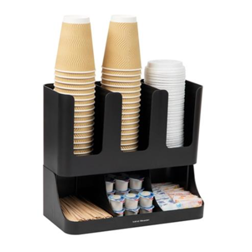 Six-Section Upridght Coffee Condiment/Cup Organizer