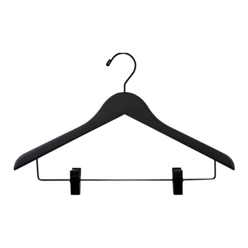 Matte Black Wood Top Hangers w/ Clips