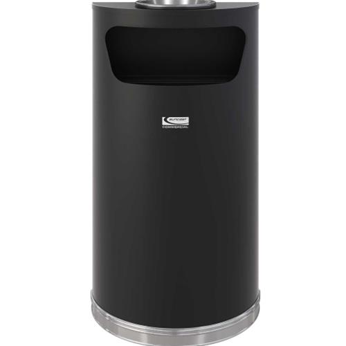 9 Gallon Half-Round Metal Trash Can with Ashtray