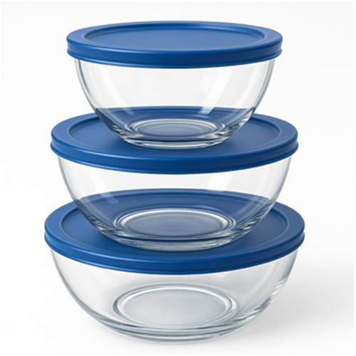 6 Piece Bowl Set w/ Blue Lids