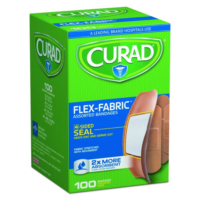 288734 Flex Fabric Bandages, Assorted Sizes, 100/box - Image 1