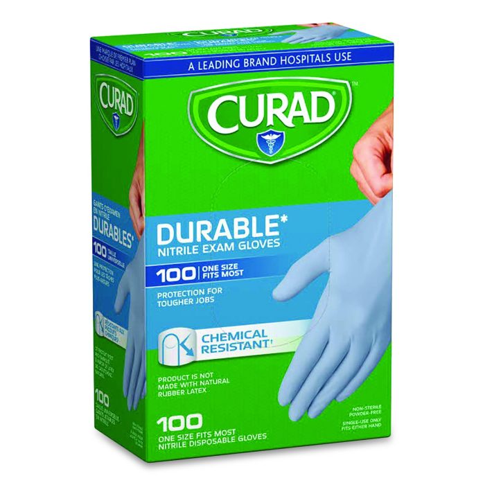 680301 Powder-Free Nitrile Exam Gloves, One Size Fits Most, 3.5 mil Thick, 7.36" Long, Blue, 100/Box - Image 1