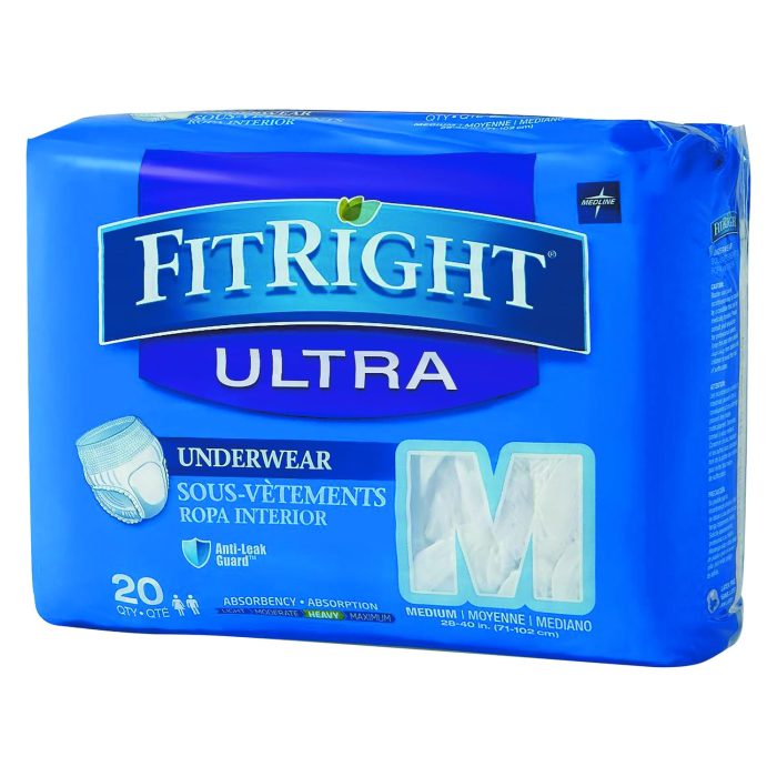 243422 Fitright Ultra Protective Underwear, Medium, 28" To 40" Waist, 20/pack - Image 1