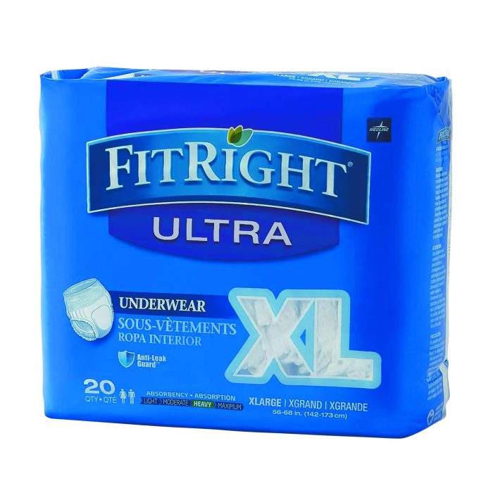 243688 Fitright Ultra Protective Underwear, X-Large, 56" To 68" Waist, 20/pack - Image 1