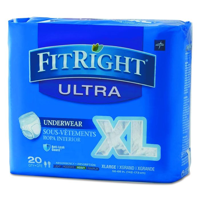 257865 Fitright Ultra Protective Underwear, X-Large, 56" To 68" Waist, 20/pack, 4 Pack/carton - Image 1