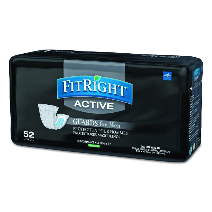 257840 FitRight Active Male Guards, 6 x 11, White, 52/Pack, 4 Pack/Carton - Image 1