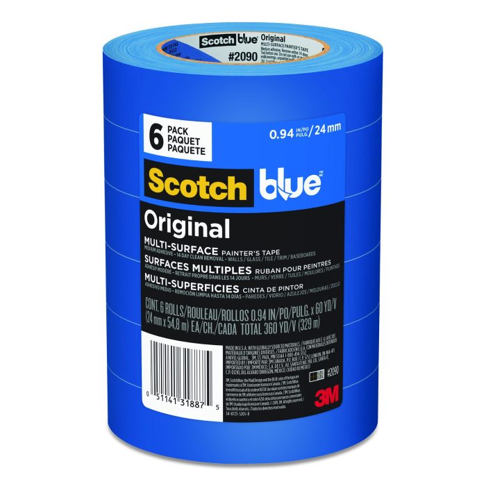 645773 Original Multi-Surface Painter's Tape, 3" Core, 0.94" X 60 Yds, Blue, 6/pack - Image 1