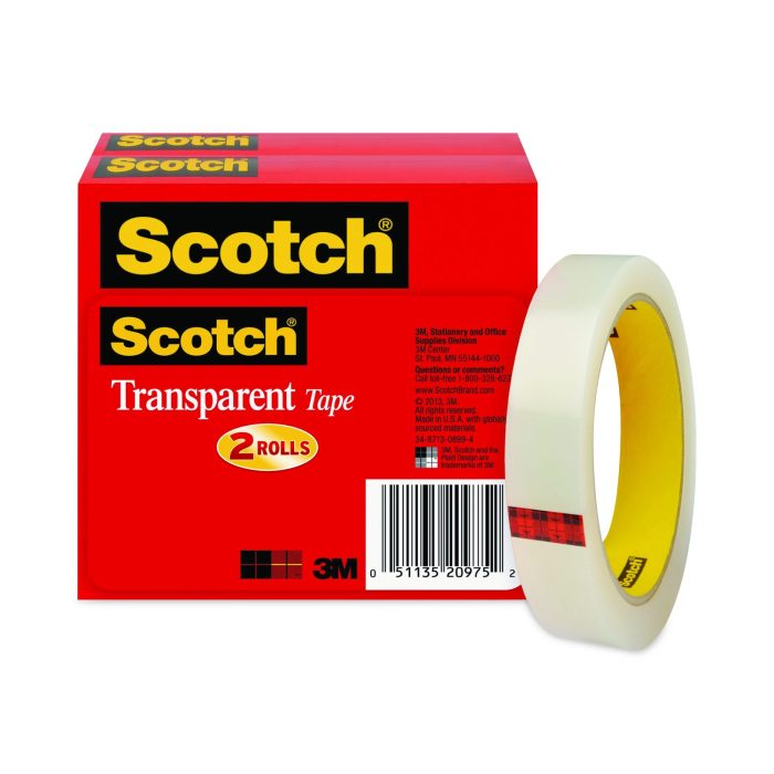 773920 Transparent Tape, 3" Core, 0.75" X 72 Yds, Transparent, 2/pack - Image 1