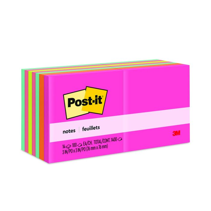 774461 Original Pads in Poptimistic Colors, Value Pack, 3" x 3", 100 Sheets/Pad, 14 Pads/Pack - Image 1