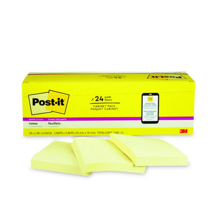 764518 Pads in Canary Yellow, Cabinet Pack, 3" x 3", 90 Sheets/Pad, 24 Pads/Pack - Image 1