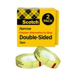 Double-Sided Tape, 1" Core, 0.5" X 75 Ft, Clear, 2/pack