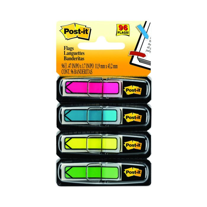 773356 Arrow 0.5" Page Flags, Four Assorted Bright Colors, 24/Color, 96 Flags/Pack - Image 1