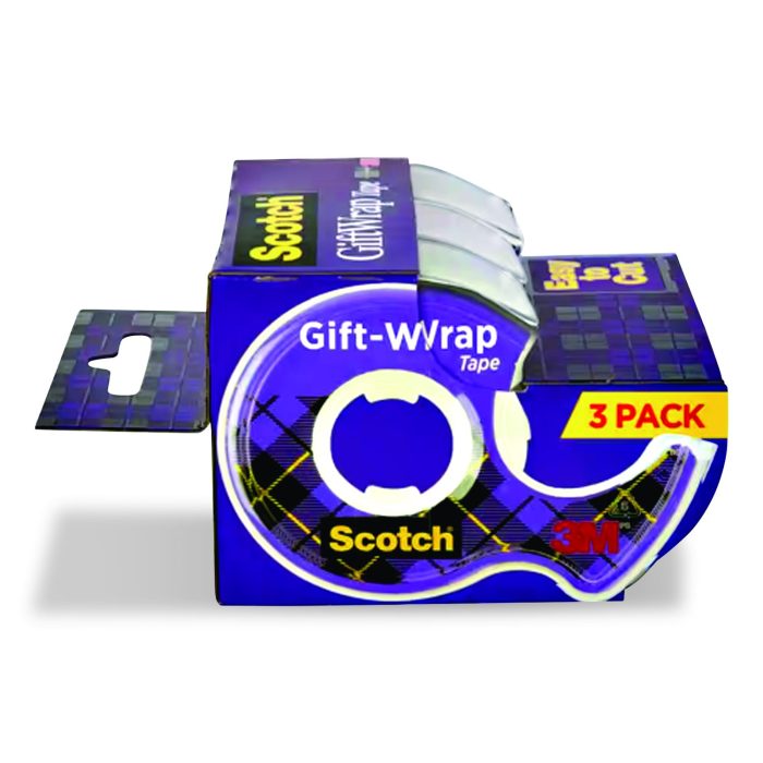 15145048 Gift Wrap Tape with Dispenser, 1" Core, 0.75" x 300", Transparent, 3/Pack - Image 1