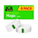Magic Tape Refill, 1" Core, 0.75" X 36 Yds, Clear, 6/pack