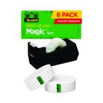 Magic Tape Desktop Dispenser Value Pack, 1" Core, 0.75" x 83.33 ft, Clear, 6 Tape Rolls/Pack