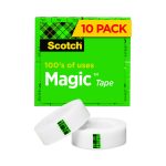 Magic Tape Value Pack, 1" Core, 0.75" X 83.33 Ft, Clear, 10/pack