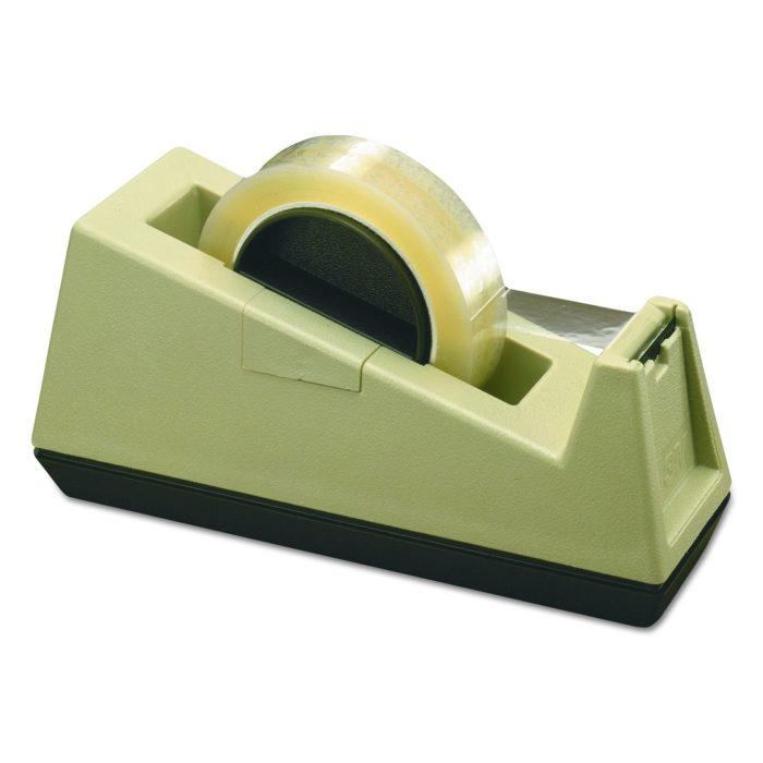 221952 Heavy-Duty Weighted Desktop Tape Dispenser, 3" Core, Plastic, Putty/brown - Image 1