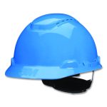 SecureFit H-700 Series Hard Hat with UVicator, Vented, Front Brim, 4-Point Pressure Diffusion, One Size Fits Most, Blue