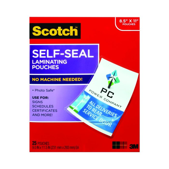 764844 Self-Sealing Laminating Pouches, 9.5 Mil, 9" X 11.5", Gloss Clear, 25/pack - Image 1