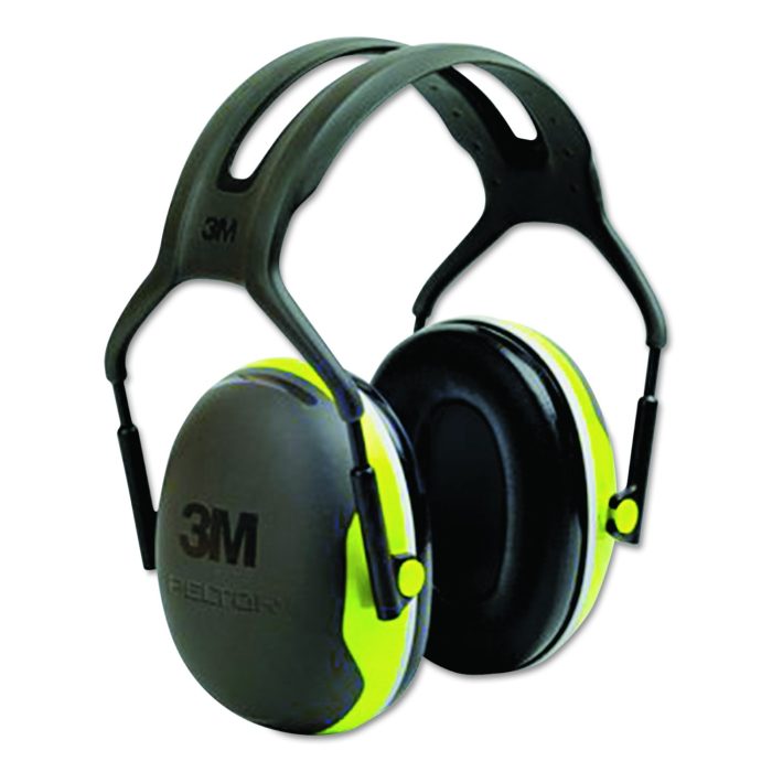 198012 PELTOR X4A Over the Head Earmuffs, Dielectric, 27 dB NRR, Black/Chartreuse - Image 1