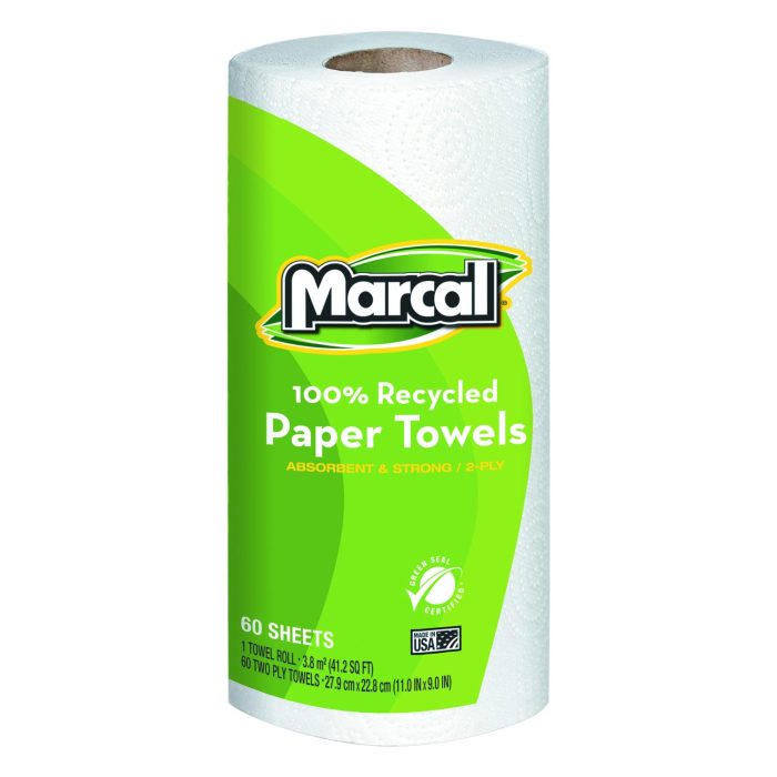 243322 100% Premium Recycled Kitchen Roll Towels, 2-Ply, 11 x 9, White, 60 Sheets, 15 Rolls/Carton - Image 1
