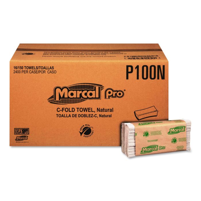 322051 100% Recycled Folded Paper Towels, 1-Ply, 12.88 x 10.13, Natural, 150/Pack, 16 Packs/Carton - Image 1