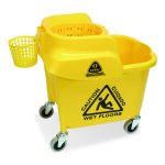 MaxiRough Institutional Mop Bucket and Wringer, 32 to 35 qt, Yellow
