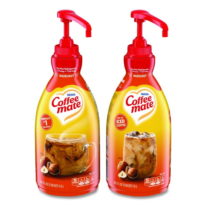 15063997 Liquid Coffee Creamer, Hazelnut, 1.5 L Pump Bottle, 2/Carton - Image 1