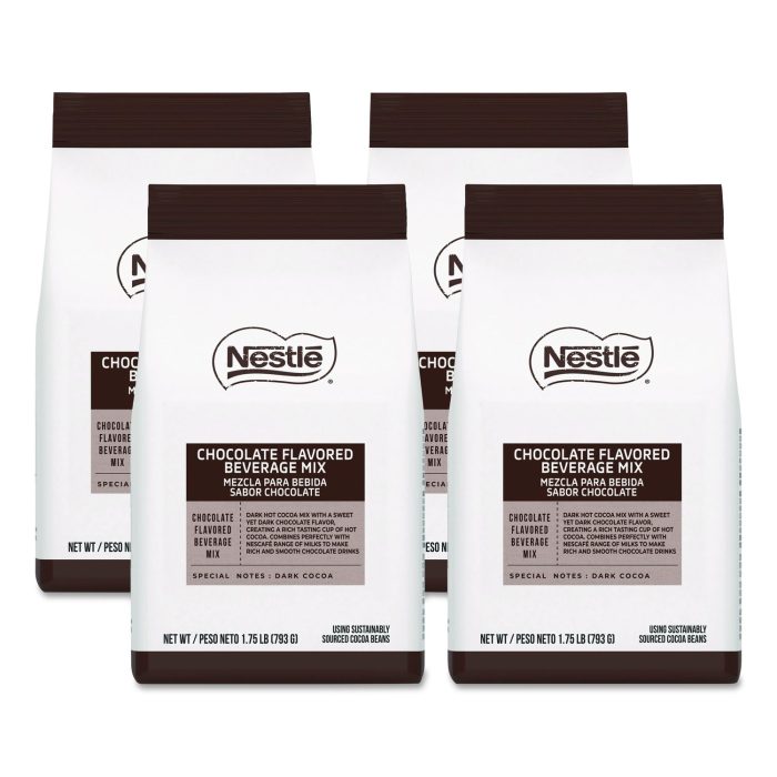15178090 Premium Hot Chocolate Mix, Rich Chocolate, 1.75 lb Bag, 6/Carton - Image 1