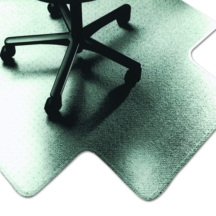135964 7220015772529, SKILCRAFT PVC Chair Mats for Low to Medium Pile Carpeted Floors, Rectangular with Lip, 53" x 45", Clear - Image 1