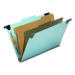 7530016216199, SKILCRAFT Hanging Classification Folders, Legal Size, 2 Dividers, 2/5-Cut Exterior Tabs, Light Blue, 5/Box
