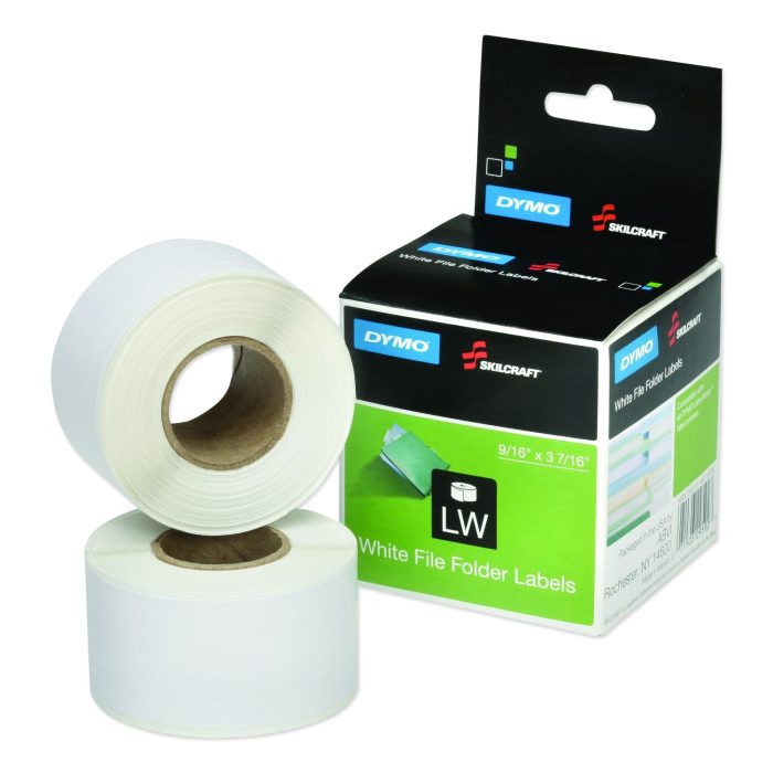 639318 7530016579756, SKILCRAFT Dymo LabelWriter Thermal Labels, File Folder Label, 0.56" x 3.43", Black on White - Image 1