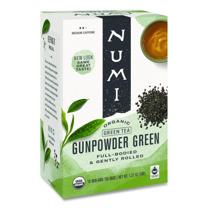 660243 Organic Teas and Teasans, 1.27 oz Filterbag, Gunpowder Green, 18/Box - Image 1