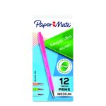 FlexGrip Ultra Recycled Ballpoint Pen, Retractable, Medium 1 mm, Black Ink, Assorted Barrel Colors, Dozen