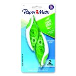DryLine Grip Correction Tape, Non-Refillable, 0.2" x 27.92 ft, White Tape, Translucent Green/White Dispenser, 2/Pack