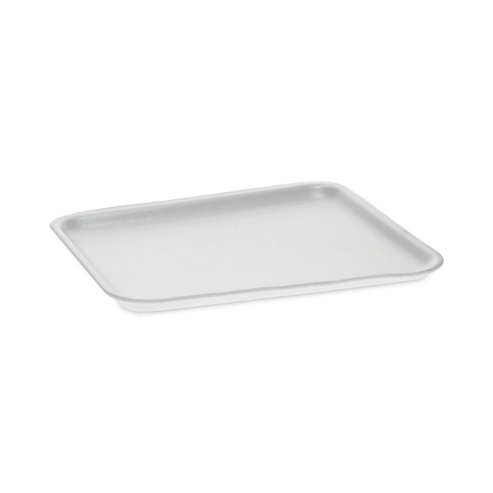 781664 Supermarket Tray, #8S, 10 x 8 x 0.65, White, Foam, 500/Carton - Image 1