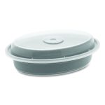 Newspring VERSAtainer Microwavable Containers, Oval, 12 oz, 6.8 x 4.8 x 1.45, Black/Clear, Plastic, 150/Carton