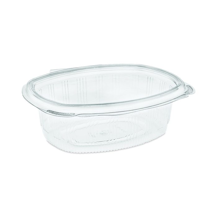 783980 EarthChoice Recycled PET Hinged Container, 24 oz, 7.37 x 5.87 x 2.37, Clear, Plastic, 280/Carton - Image 1