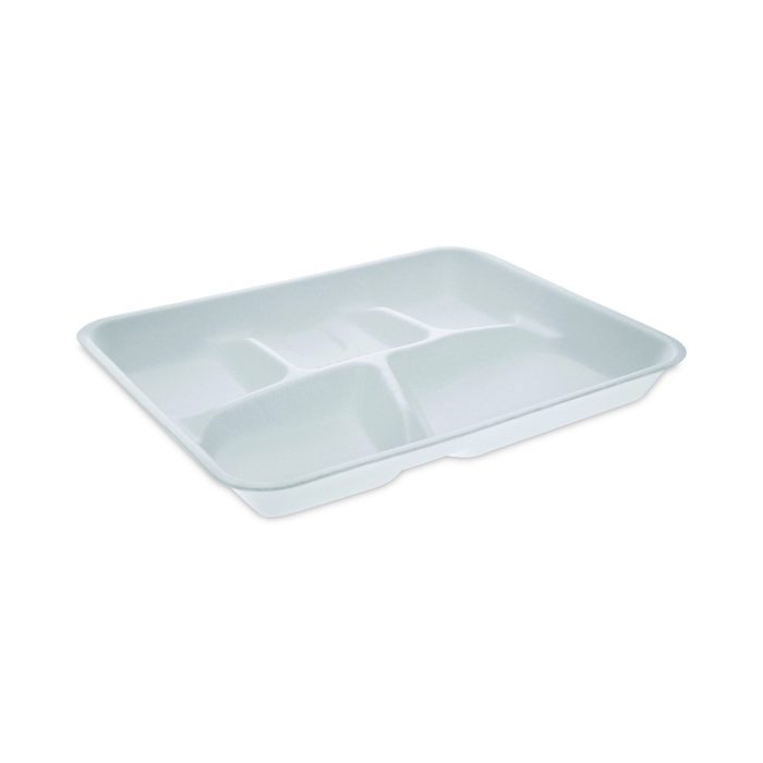 785214 Foam School Trays, 5-Compartment Tray, 8.25 x 10.5 x 1, White, 500/Carton - Image 1