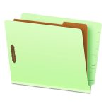 End Tab Classification Folders, Straight Tab, Expands 1.75", 1 Divider, 4 Fasteners, Letter Size, Pale Green, 10/Box