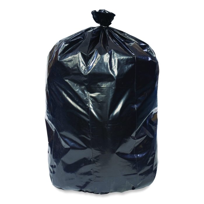 849024 Eco Strong Plus Can Liners, 33 gal, 1 mil, 33" x 39", Black, Perforated Roll, 150/Carton - Image 1