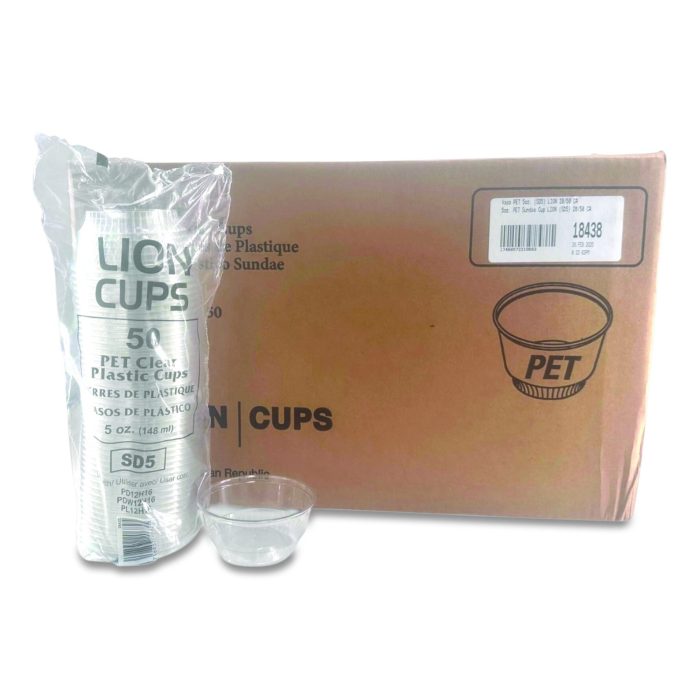 15089412 Plastic Cold Cups, Sundae, 5 oz, Clear, 1,000/Carton - Image 1